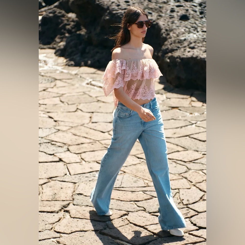 Zara Embroidered Ruffle Top - Picture 2 of 10